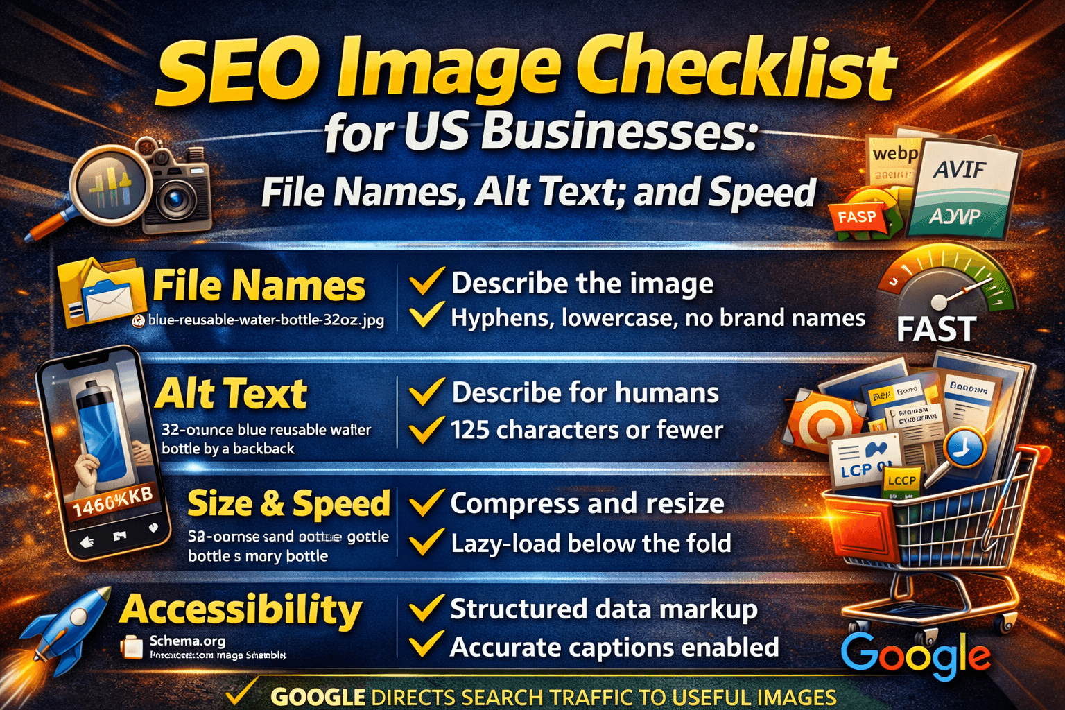 SEO Image Checklist for US Businesses: File Names, Alt Text, and Speed