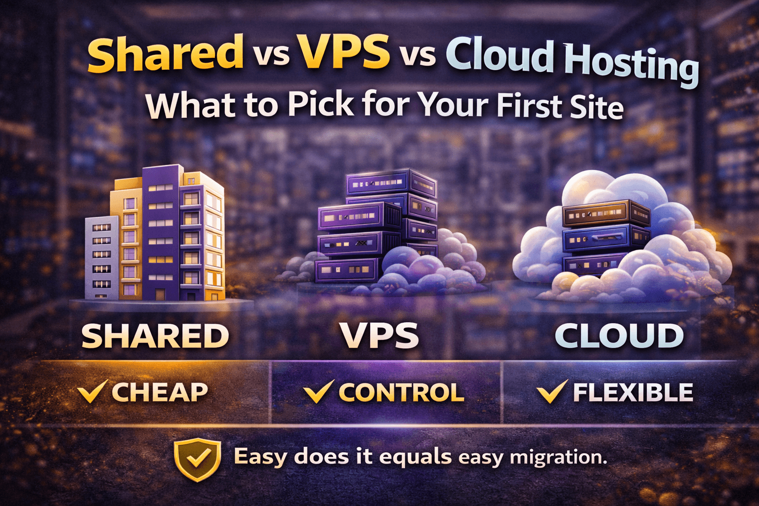 Shared vs VPS vs Cloud Hosting: What to Pick for Your First Site